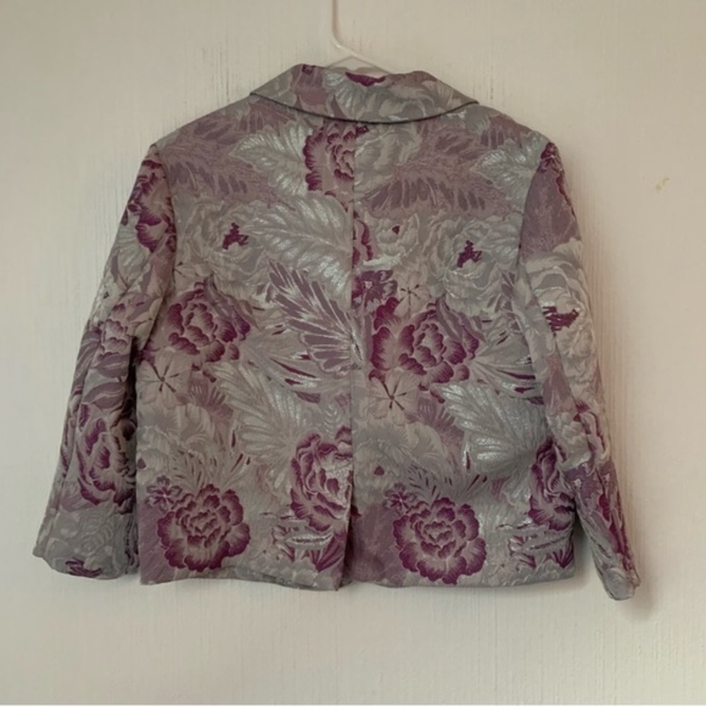 ✅ Anna Sui Blazer Jacket Peonies Brocade in Purple Silver Floral - Picture 8 of 8